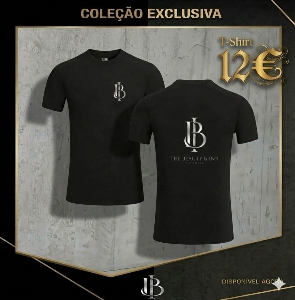 T-shirts noirs avec logo argenté 'IB' et texte, vendus 12€ pour une collection exclusive.